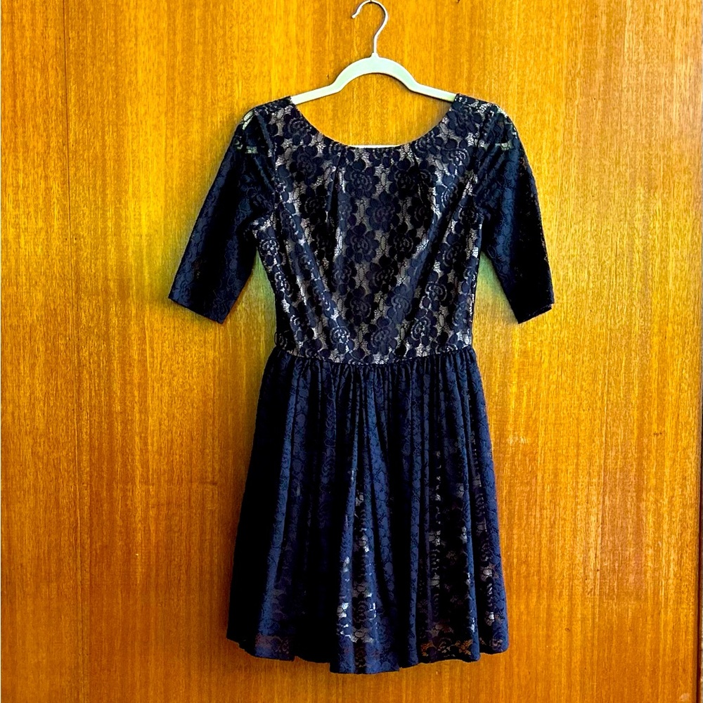 Rachel Zoe Black Lace Party Dress Fit & Flare mini size 4 for the win🪇